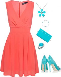 Coral and aqua blue